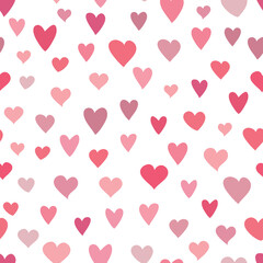 Seamless pattern with hearts. Vector illustration on white background. It can be used for wallpapers, cards, wrapping, patterns for clothes and other.