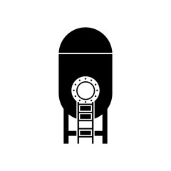 Vertical tank with access ladder for confined space work entry icon and symbol.