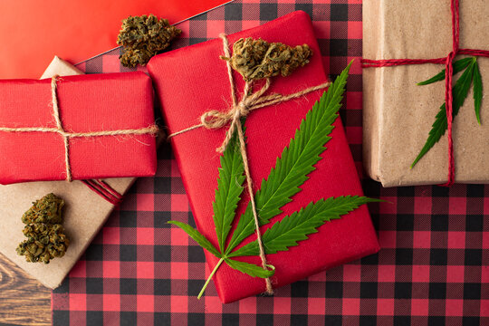 Cannabis Christmas gifts for the holiday theme.