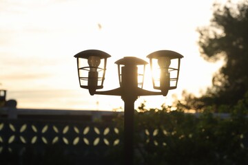 lantern at sunset