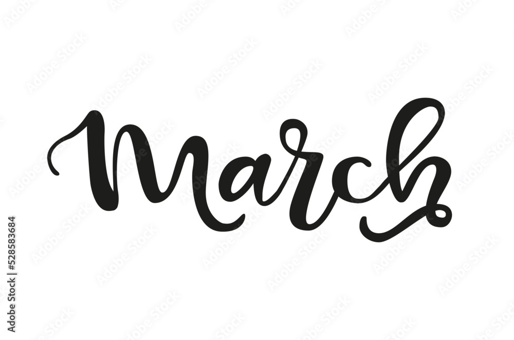 Wall mural Months of the year. A beautiful and editable vector design of month March for a calendar, schedule, bullet journal, annual report, planner and agenda. 