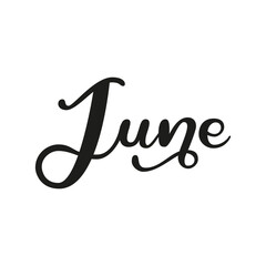 Obraz premium Months of the year. A beautiful and editable vector design of month June for a calendar, schedule, bullet journal, annual report, planner and agenda. 