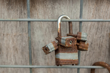 Metal locks. A bunch of locks. Heart locks. A symbol of love