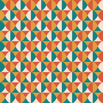 Simple geometric vintage seamless pattern design with swatches options color palette and pattern
