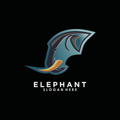 elephant logo illustration design with creative concept premium vector