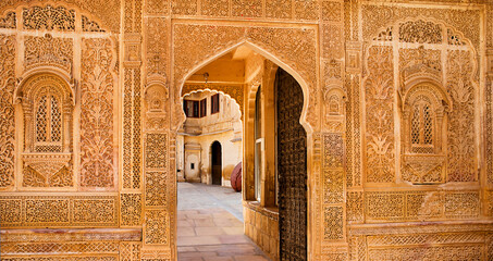  Architectural detail of the Mandir Palace, Jaisalmer, Rajasthan, India.