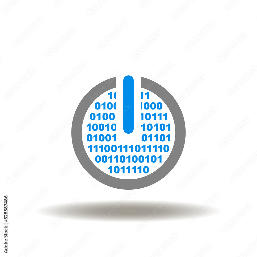 Poster vector illustration of power button with digital numbers zero and one. symbol of digital electronic 