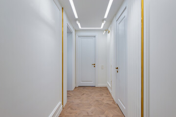Interior of the corridor in the rich apartments.