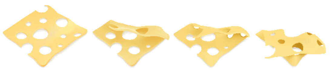 A set of cheesy, simple, stable and neat cheese cubes. Vector illustration