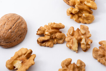 Isolated walnuts on white background