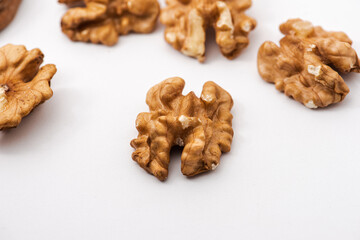 Isolated walnuts on white background