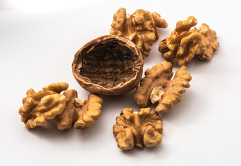 Isolated walnuts on white background