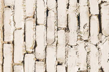 Texture of a brick wall in white.