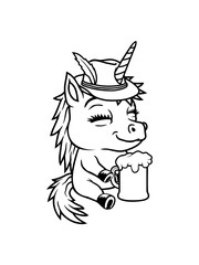 Alkohol trinkendes sitzendes Einhorn 