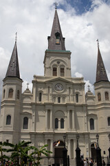 Fototapeta na wymiar This structure that looks like Cinderella s castle is actually a Catholic church found in New Orleans Louisiana. This is the Saint Louis Cathedral.
