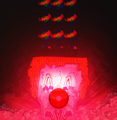 3d illustration of a horrific and scary clown