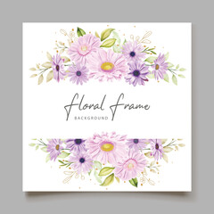 beautiful purple daisy background and wreath frame design