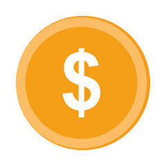 Coin icon. Gold dollar coin. Dollar symbol on gold coin. Vector illustration.