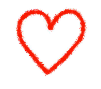 Splatter red painted isolated hand drawn heart overlay