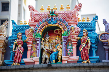 Fototapeta na wymiar Detail of God statue at Sri Mariamman Temple, Singapore.