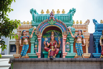 Detail of God statue at Sri Mariamman Temple, Singapore.