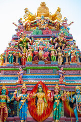 Detail of God statue at Sri Mariamman Temple, Singapore.