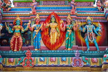 Detail of God statue at Sri Mariamman Temple, Singapore.