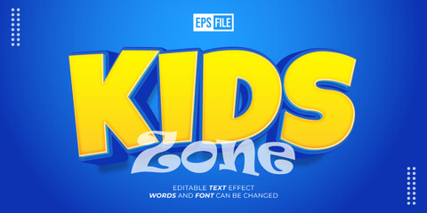 Editable text kids zone 3d gradient style text effect