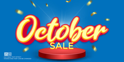 Obraz premium 3D style editable text october sale background