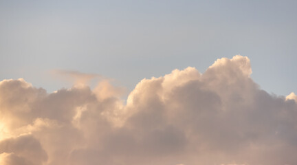 Puff Clouds in the Sky during sunset. Zoom in. Cloudscape Background. British Columbia, Canada.