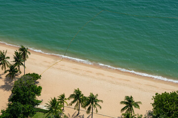 beach and sea, Holiday and vacation, nice tropical beach with palms, White clouds with blue sky