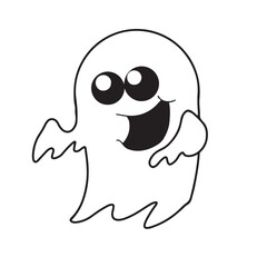 Cute ghost in cartoon style. Vector illustration isolated on white background.