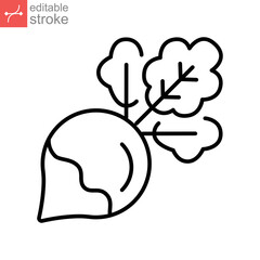 Radish icon, nature vegetable and fruits food. Beetroot, Horseradish, Organic food. herbs healthy fresh natural and market theme. Editable stroke. vector illustration design on white background EPS 10