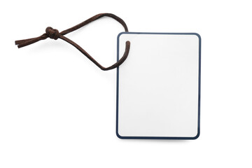 Naklejka premium Cardboard tag with space for text isolated on white, top view