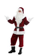 Full length portrait of Santa Claus on white background