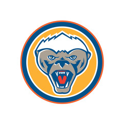 Fototapeta premium Honey Badger Mascot Head Circle Retro