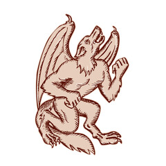 Kludde Black Dog Howling Etching