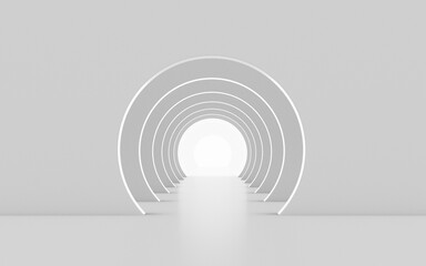 Obraz premium 3D rendering of a white circular stage 