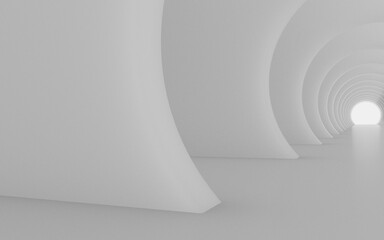 3D rendering of a white circular stage
