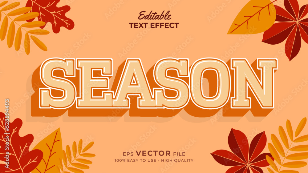 Poster editable text style effect - autumn text with maple leaves illustration