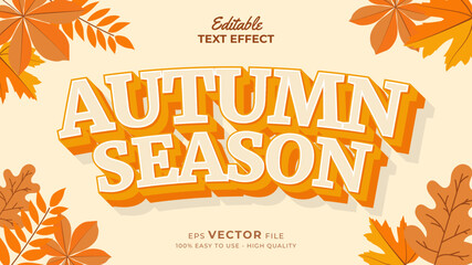 Editable text style effect - autumn text with maple leaves illustration