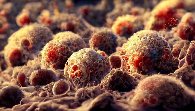 Cancer Cells on Tissue Close-Up Illustration