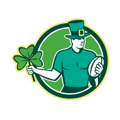 Irish Rugby Player Holding Shamrock