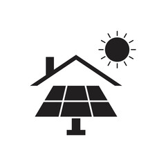 House with solar panel icon. solar energy icon. isolated on white background. vector illustration