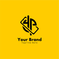 yp phone initials logo design on yellow background. suitable for cell phone shop, cell phone service