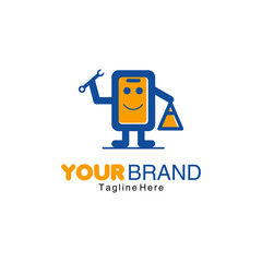 mobile phone repair mascot logo design. suitable for shop business and cellphone repair