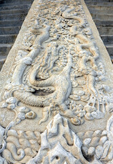White marble stone carving in front of the Imperial Palace of the Temple of Heaven in Beijing, China
