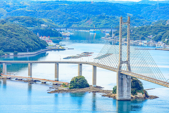 呼子大橋夕日（佐賀県唐津市）風景画クレパス画原画
