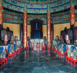 Fototapeta na wymiar Inside the Imperial Dome Palace at the Temple of Heaven in Beijing, China.