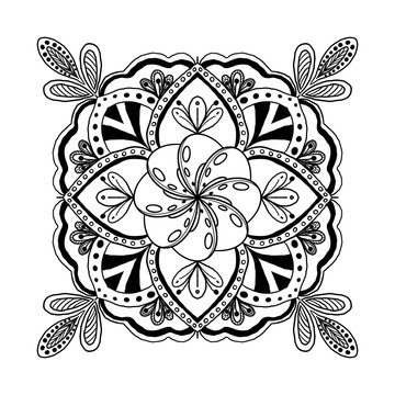 Mandala pattern black and white good mood